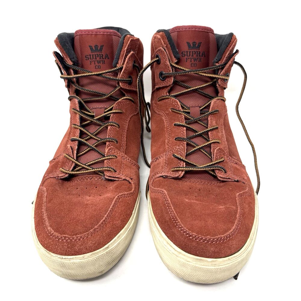 Supra Vaider Burnt Henna Suede Hi Tops Skate Shoes Mens Sz 10.5 Rare HTF S2824